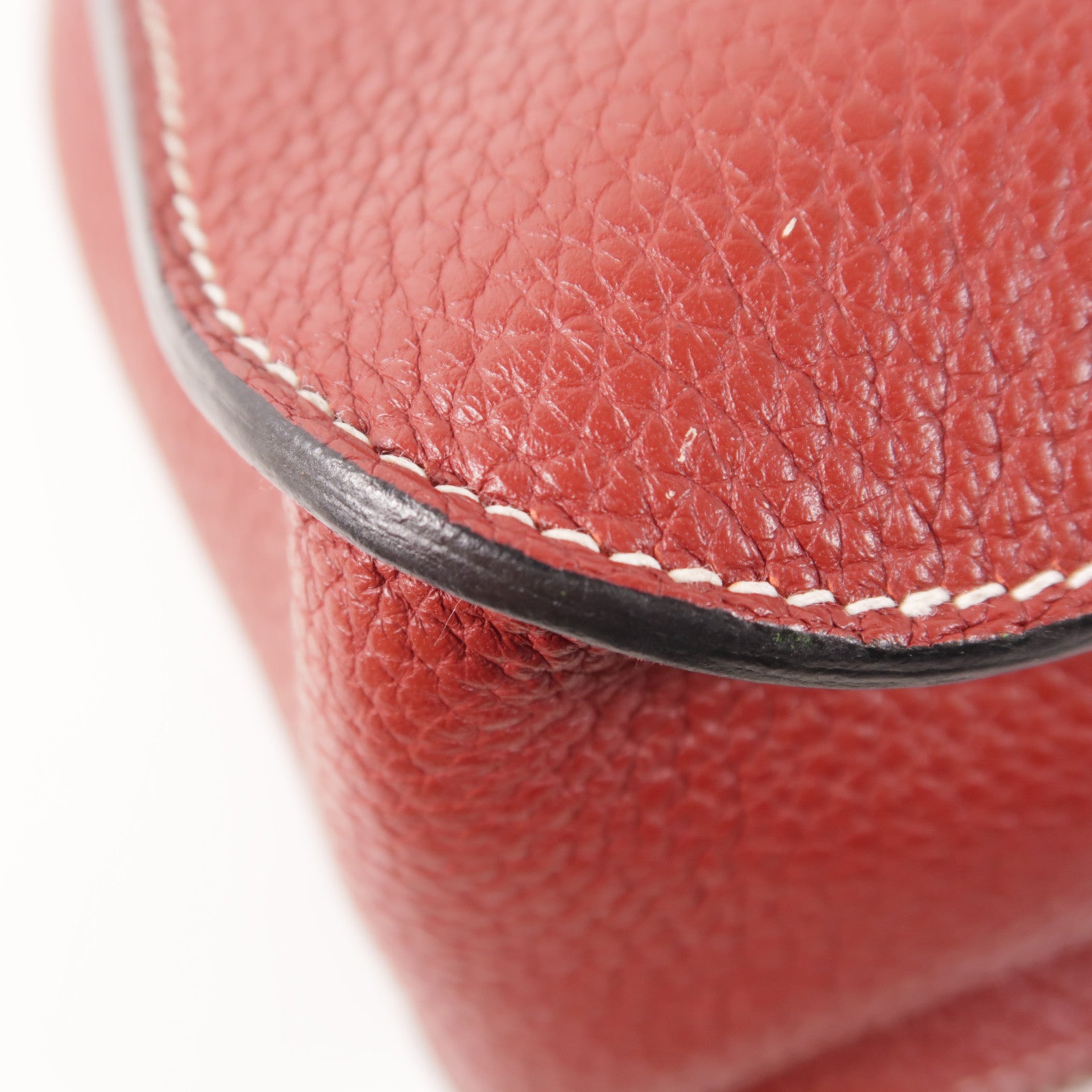 HERMES Clemence皮革Halzan 31銀扣手挽肩背兩用袋Rouge H紅色
