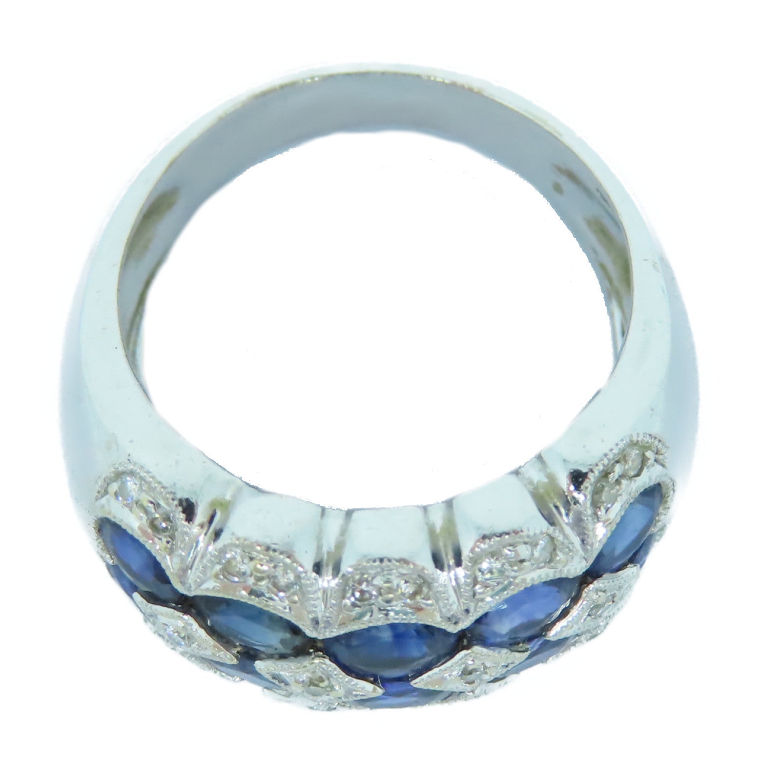 JEWELRY 【激減優惠】18K白金Sapphire Diamond Ring鑽石/藍寶石戒指US#7