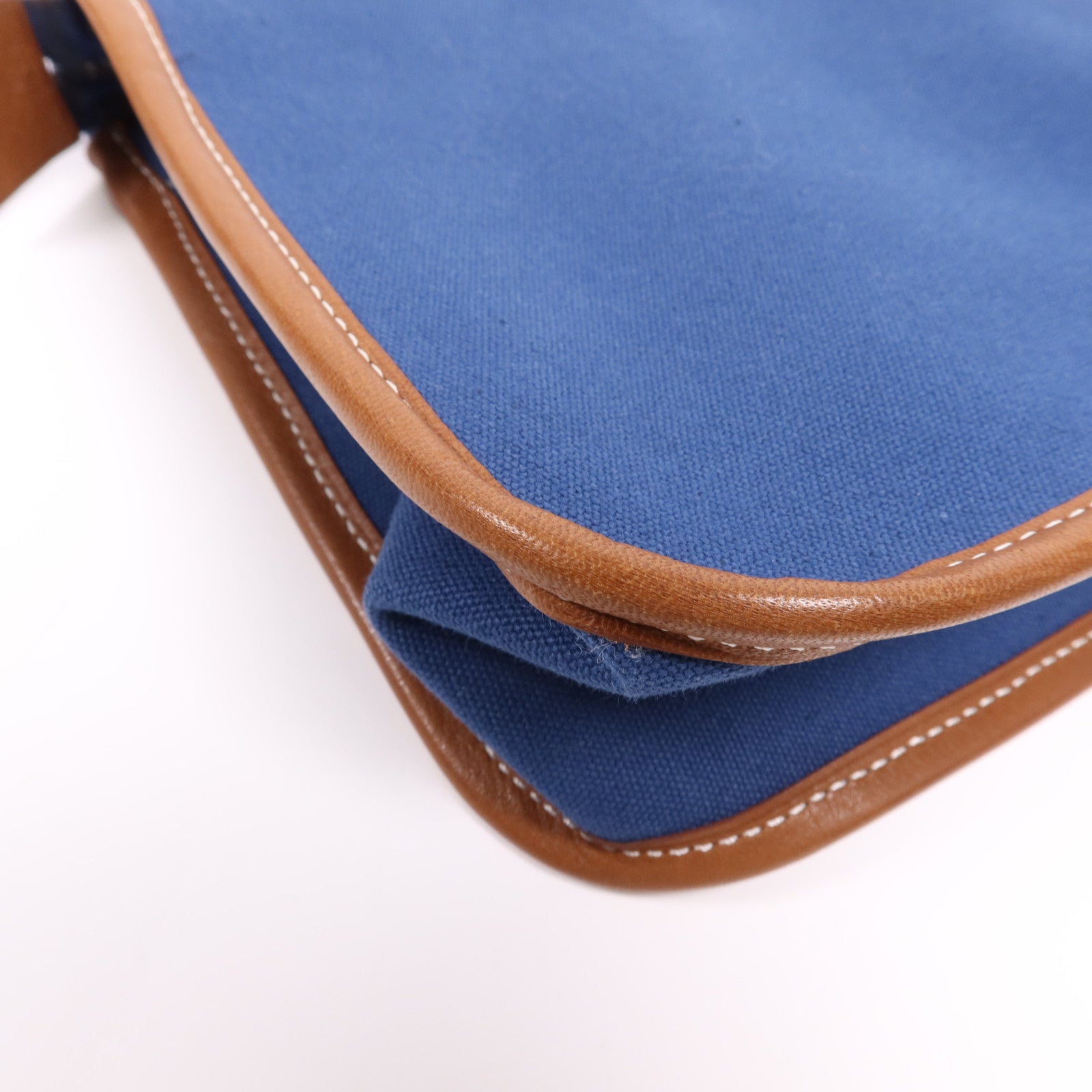 HERMES Swift皮革/棉質Embroidery Logo Camaiueu Pouch銀扣手拿包