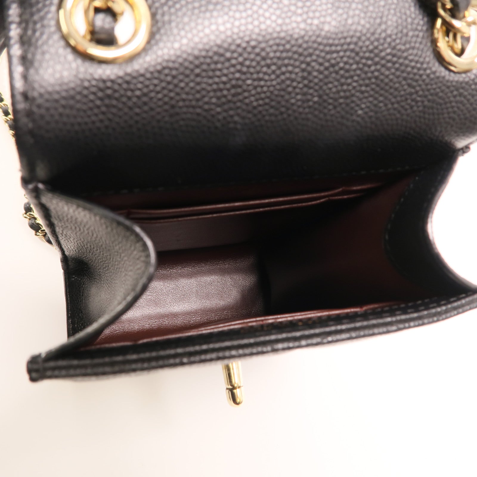 CHANEL 【激減優惠】牛皮皮革Phone Bag金扣鏈帶肩背袋