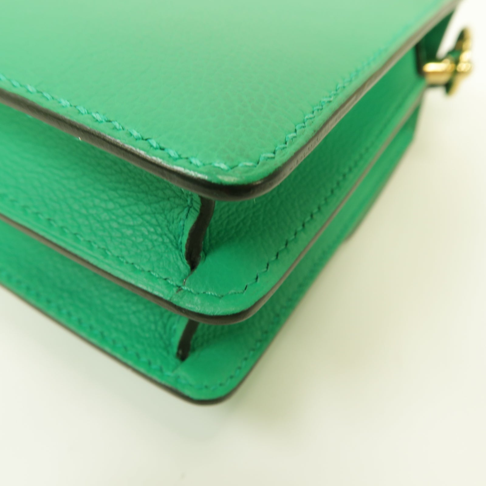 HERMES 【清倉大減價】Evercolor皮革Mini Roulis Shoulder Bag金扣肩背袋Menthe薄荷綠色