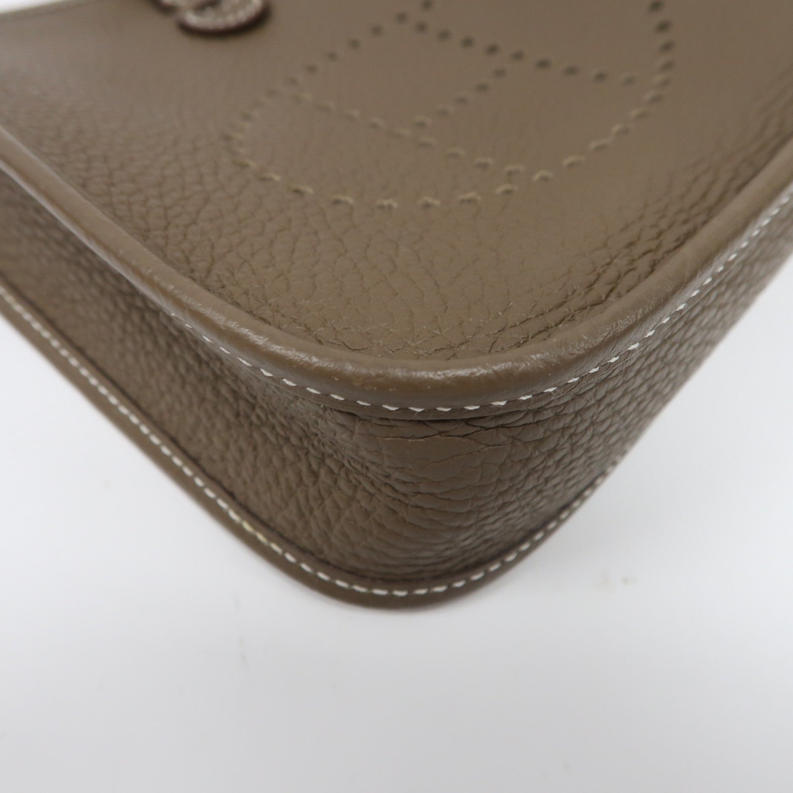 HERMES Clemence皮革Evelyne TPM金扣肩背袋大象灰色