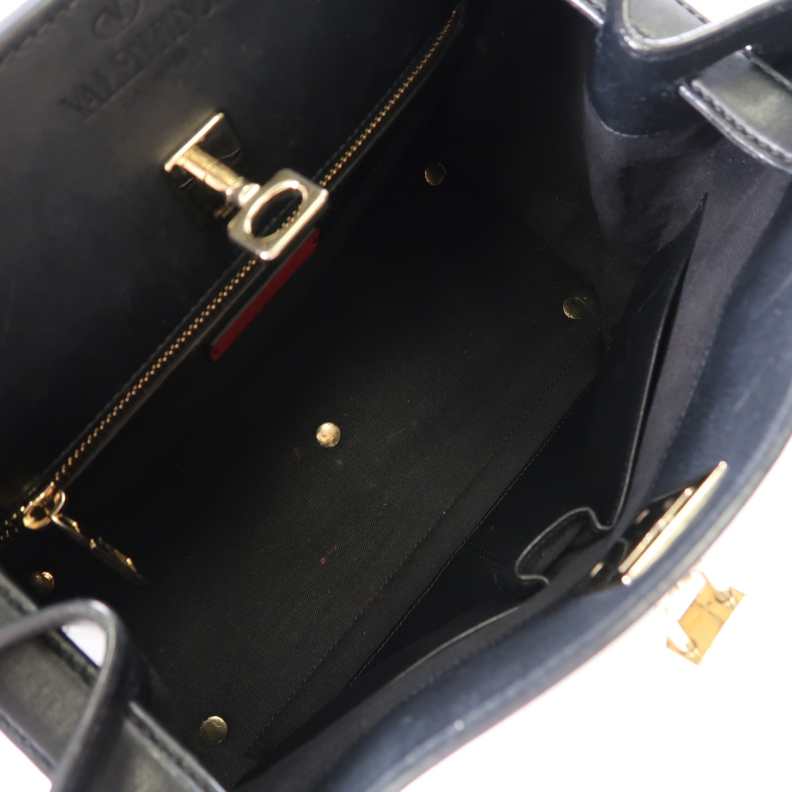 Valentino 牛皮皮革2 Way Shoulder金扣手挽肩背兩用袋黑色