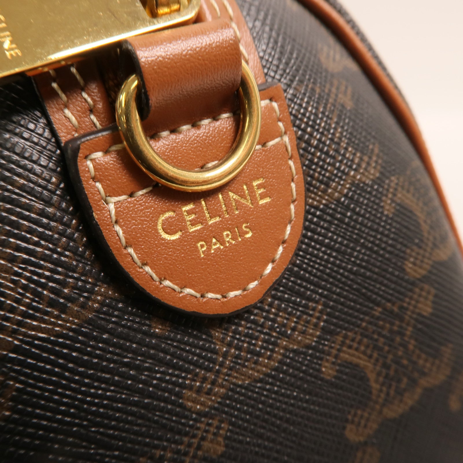 CELINE 塗層帆布Shoulder Bag金扣手挽肩背兩用袋