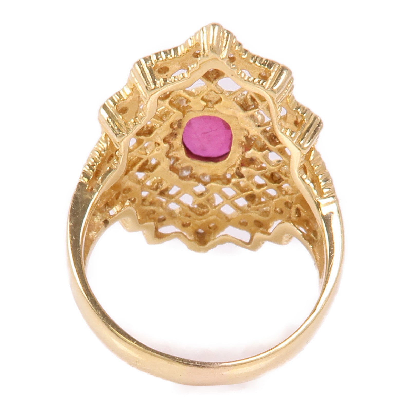 JEWELRY 【激減優惠】18K黃金Ruby/Diamond Ring紅寶石/鑽石戒指US#8