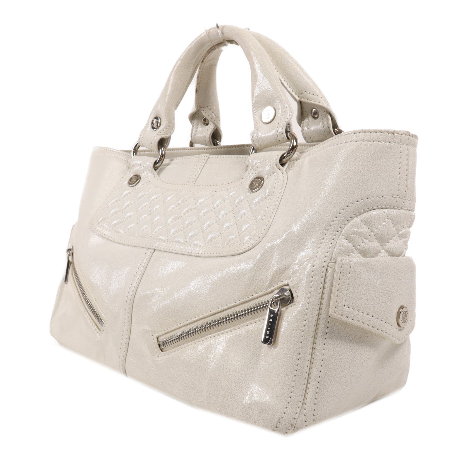 CELINE 牛皮皮革Boogie銀扣手挽袋