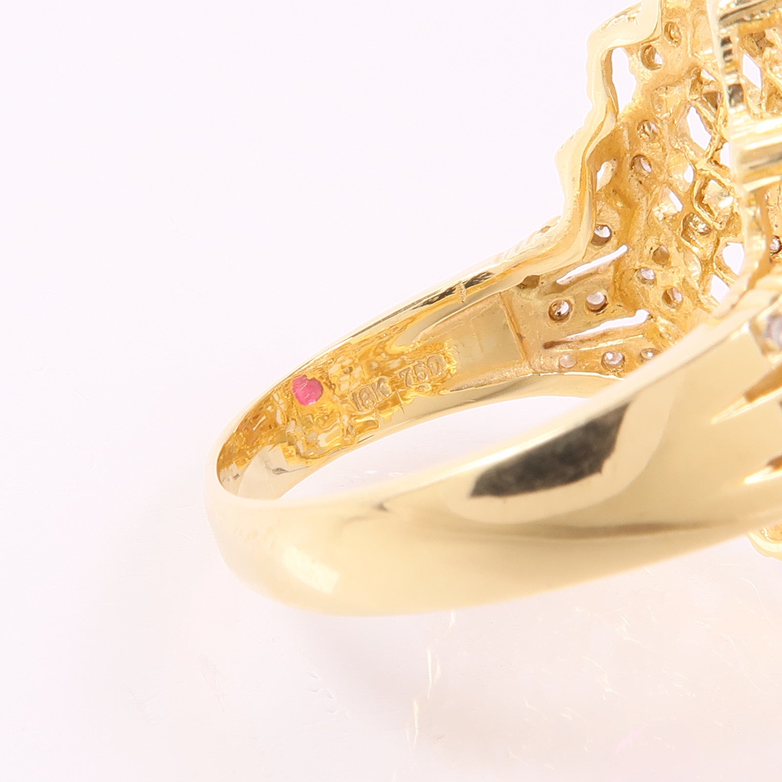 JEWELRY 18K黃金Ruby/Diamond Ring紅寶石/鑽石戒指US#8