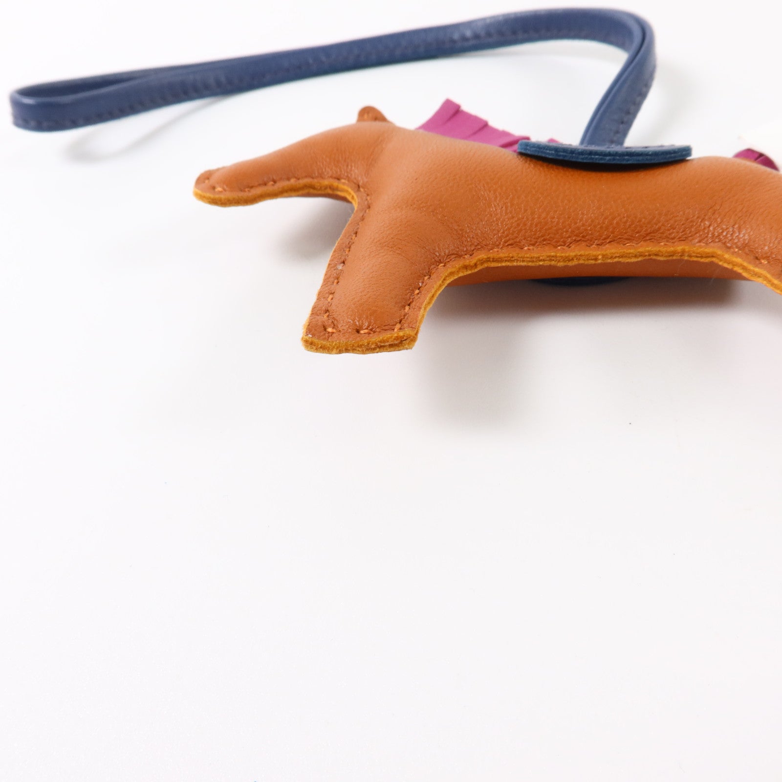 HERMES Milo皮革Rodeo PM掛飾Gold/Bleu Saphir/Rose Purple