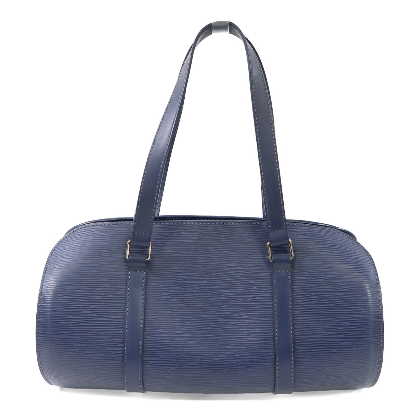 LOUIS VUITTON Epi Soufflot銀扣手挽袋藍色