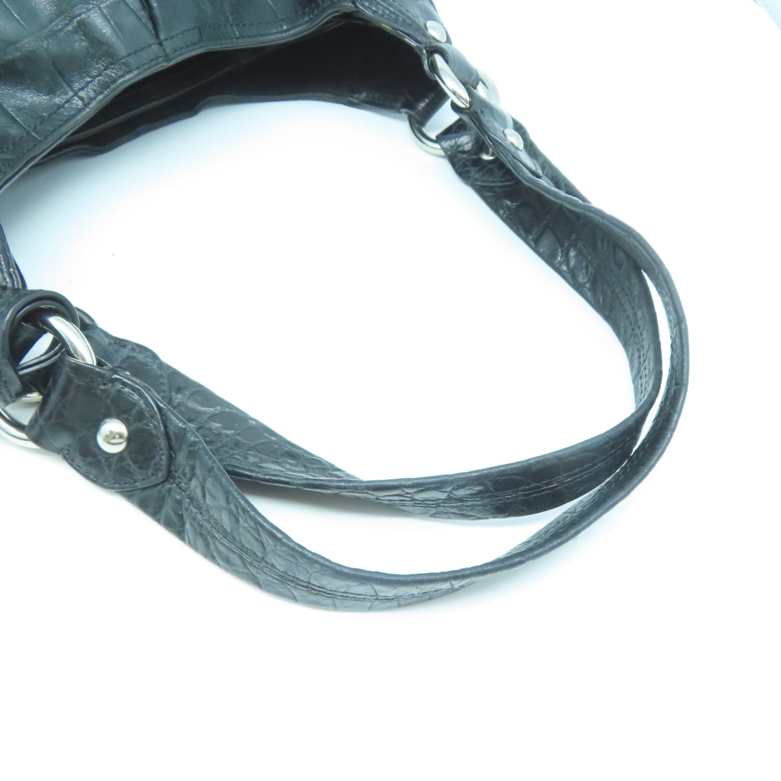 COACH 【激減優惠】牛皮皮革Shoulder Bag銀扣肩背袋黑色