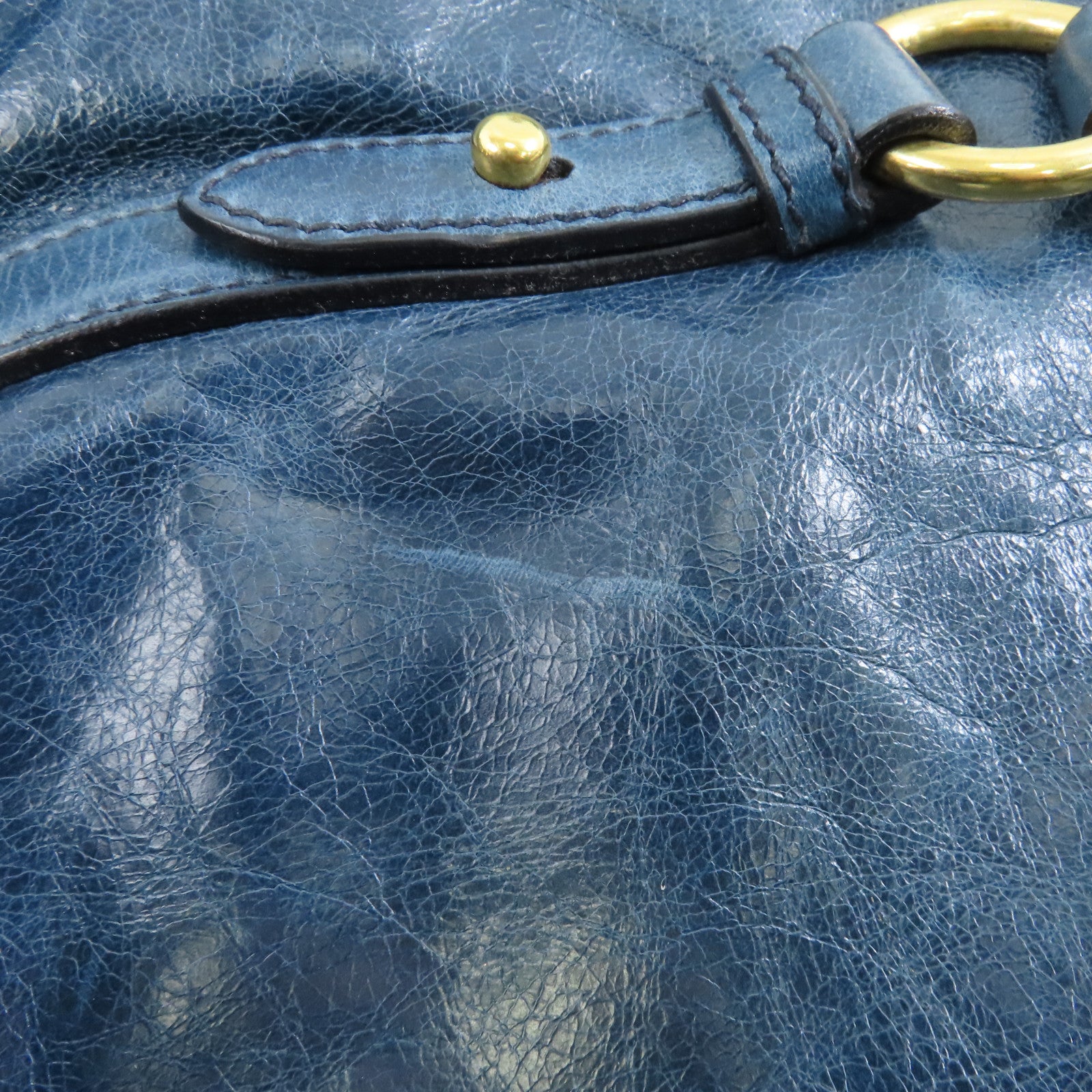 Miu Miu 牛皮皮革2 Way Shoulder金扣手挽肩背兩用袋藍色