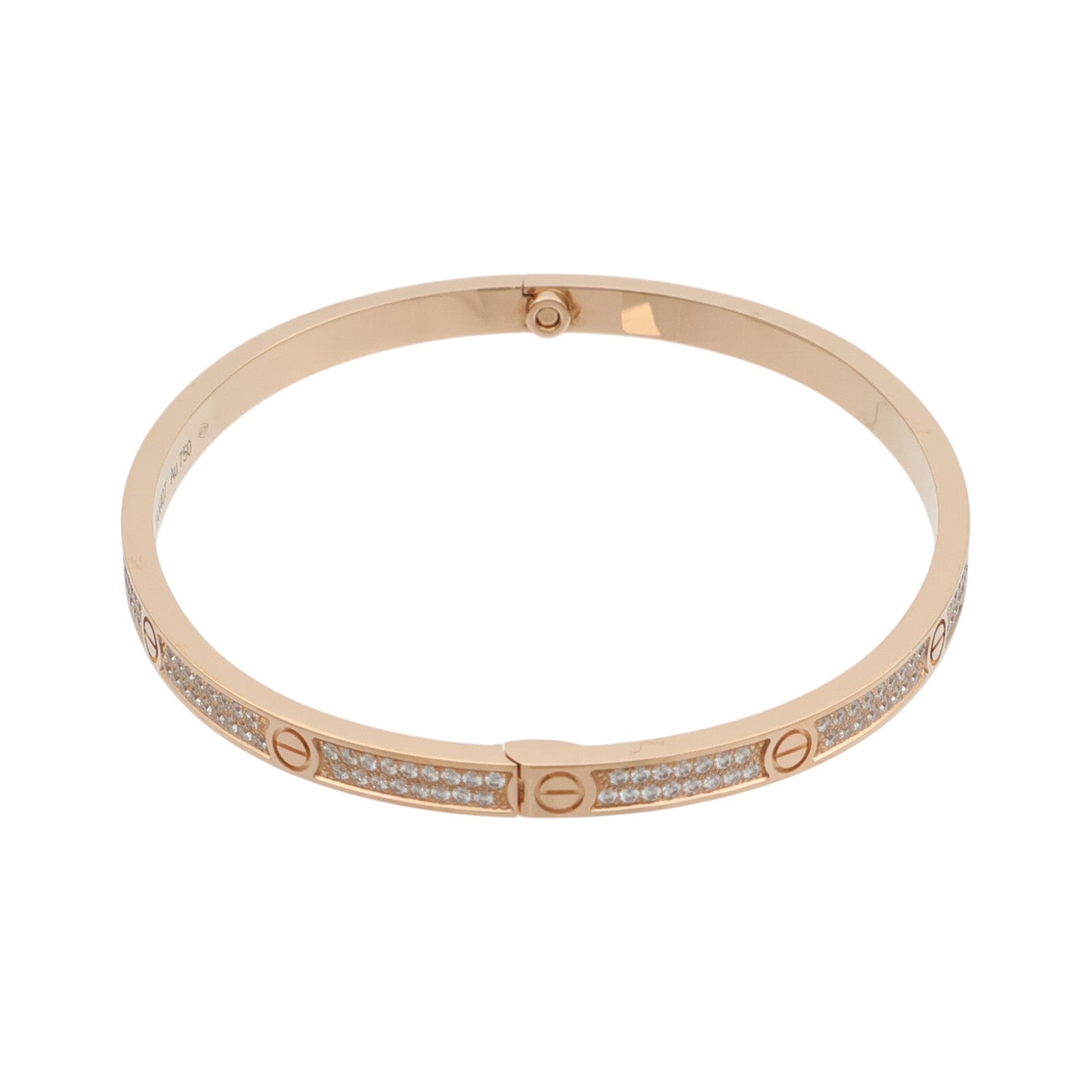 CARTIER 18K玫瑰金Love Blaceret SM Paved鑽石手鐲