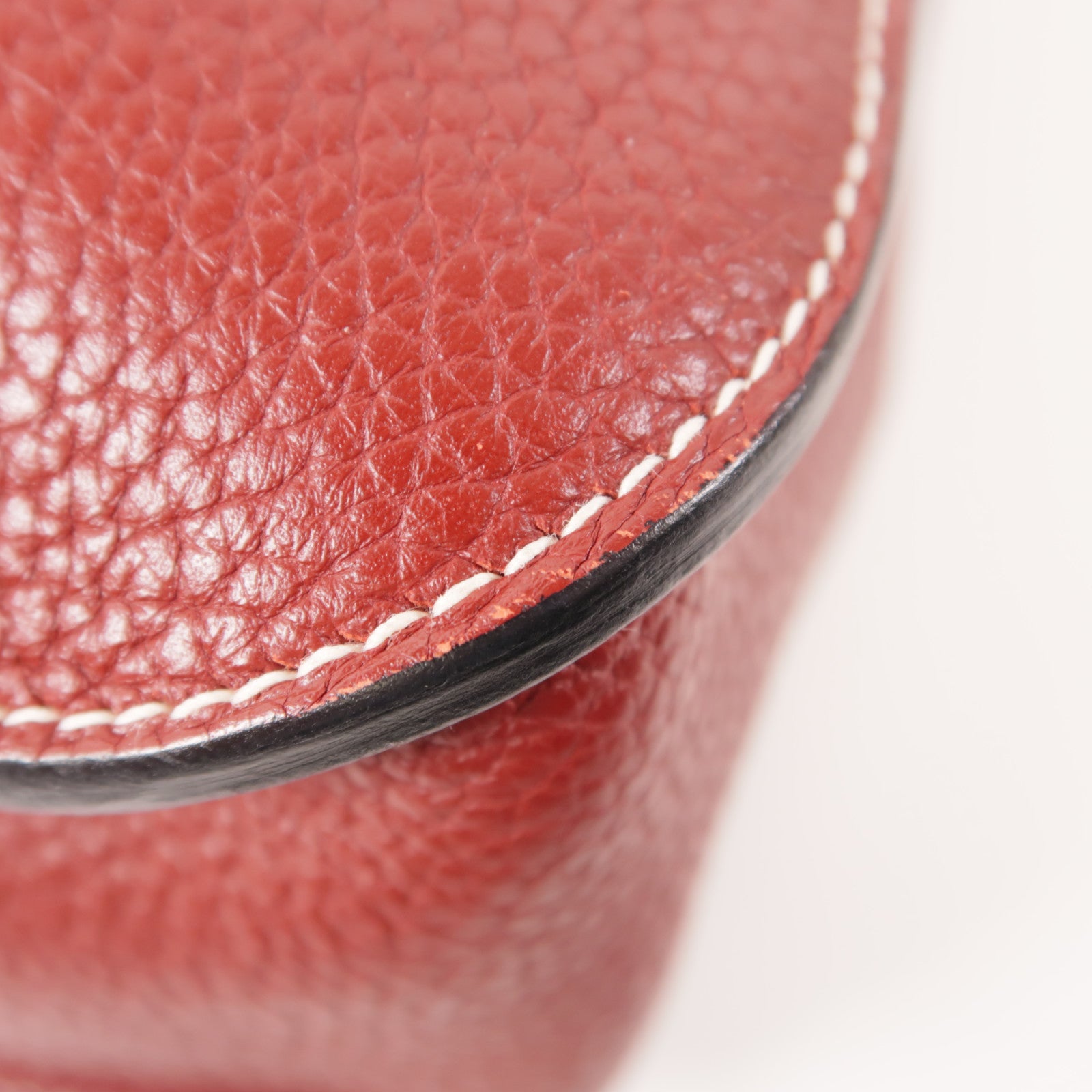 HERMES Clemence皮革Halzan 31銀扣手挽肩背兩用袋Rouge H紅色