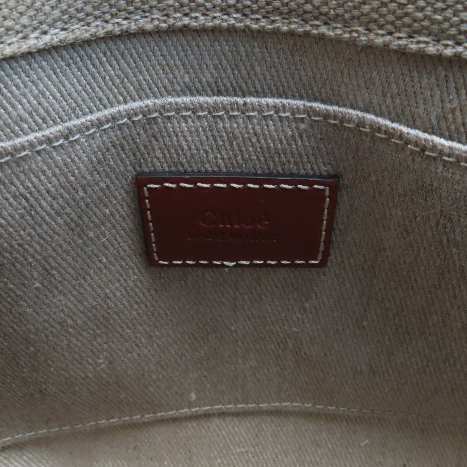 Chloe 帆布Woody Tote Bag金扣手挽肩背兩用袋米色