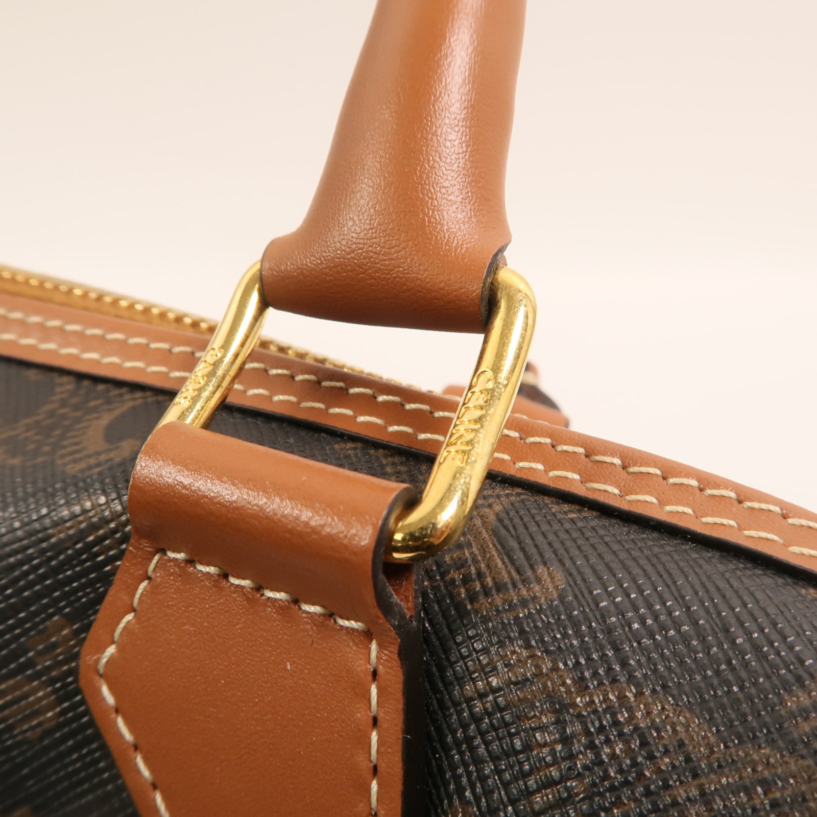 CELINE 塗層帆布Shoulder Bag金扣手挽肩背兩用袋