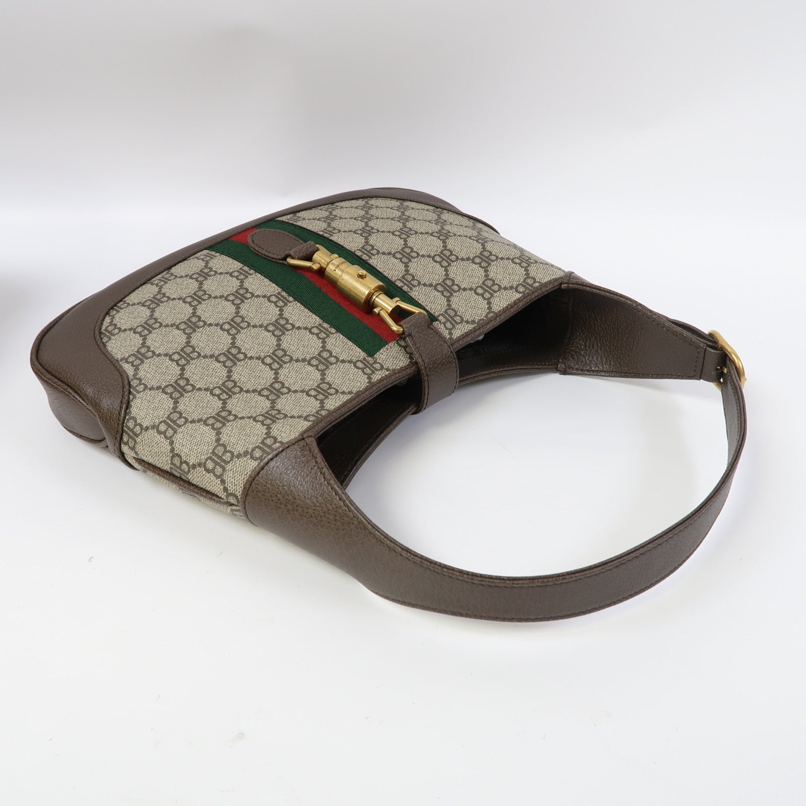BALENCIAGA 塗層帆布Balenciaga X Gucci Jackie 1961 Small Hobo Bag金扣肩背袋啡色