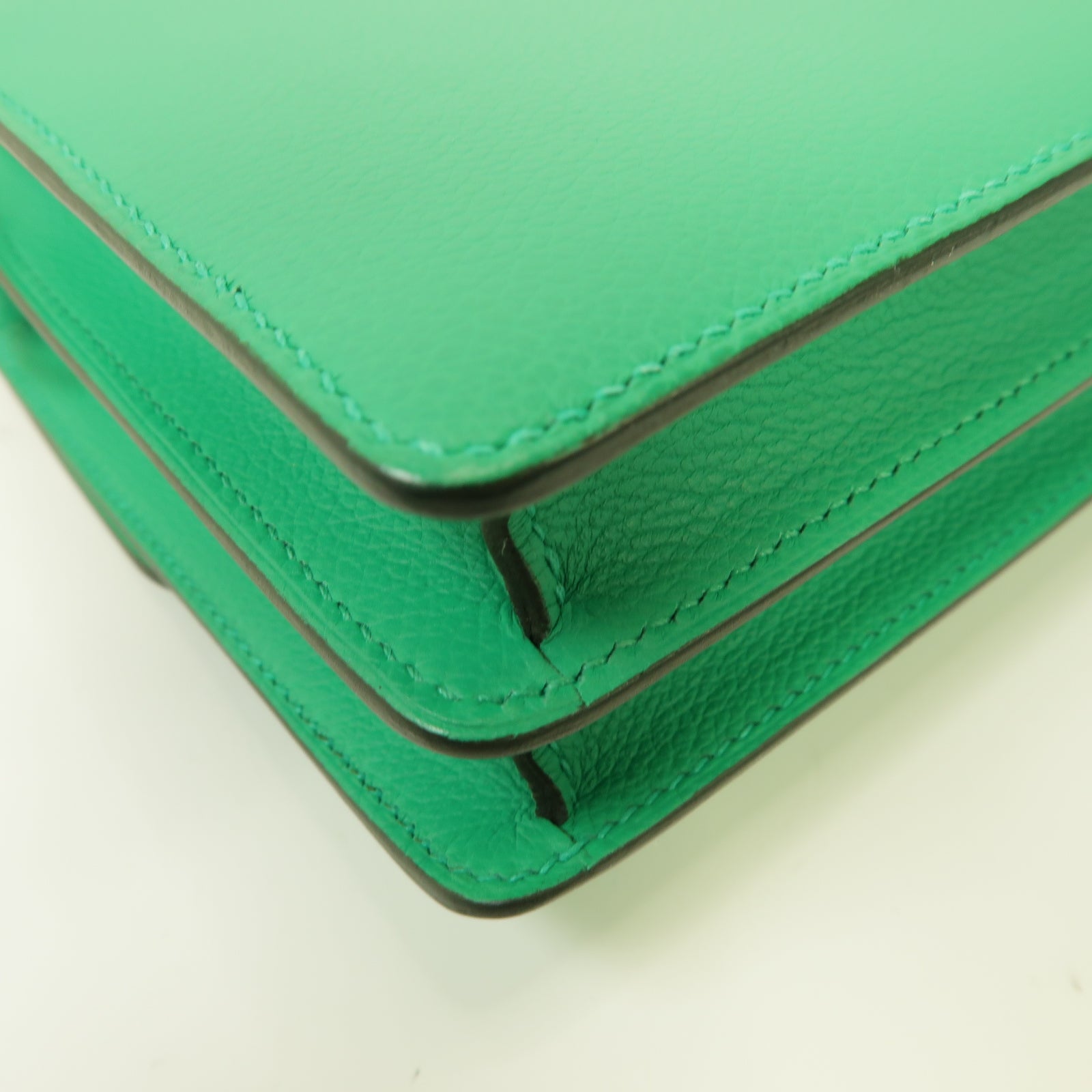 HERMES 【清倉大減價】Evercolor皮革Mini Roulis Shoulder Bag金扣肩背袋Menthe薄荷綠色