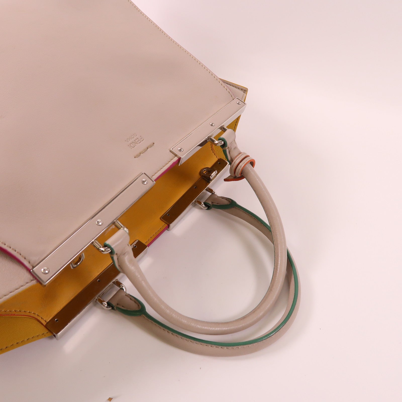 FENDI SHW Handbag 8BH279 Calfskin Leather Grey