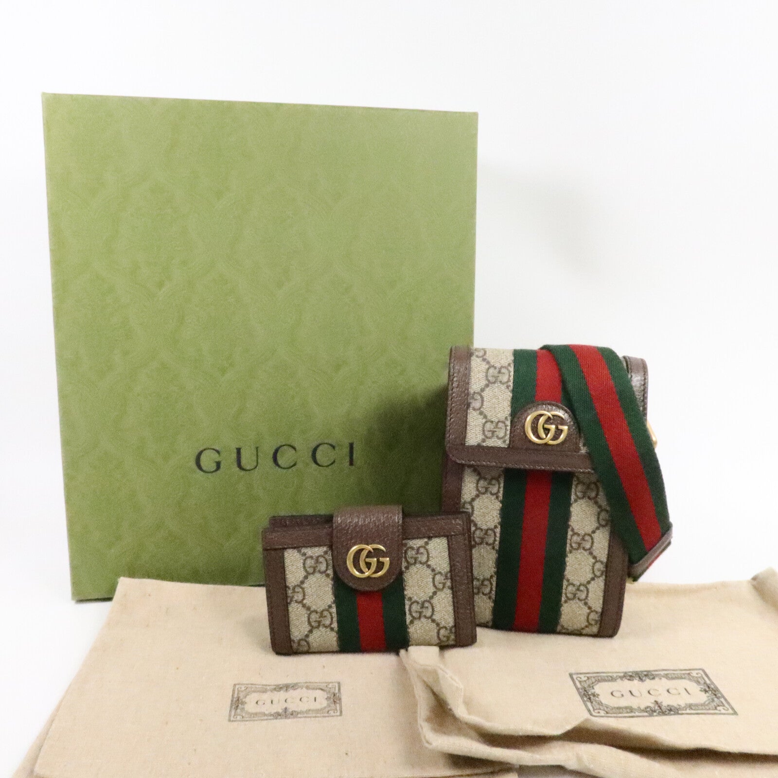 GUCCI 塗層帆布Mini Ophidia Wallet Belt Bag肩背袋