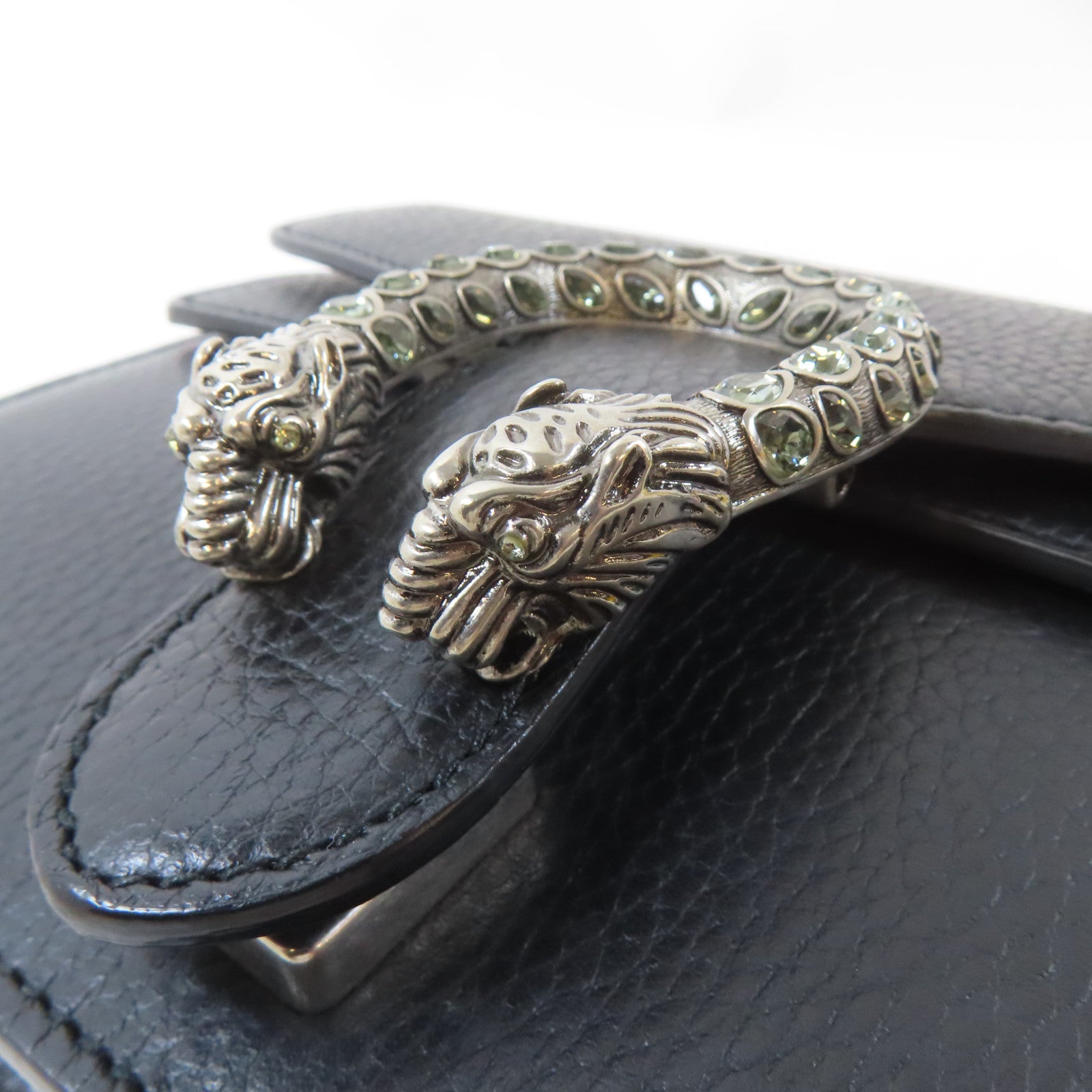 GUCCI 牛皮皮革Dionysus Mini銀扣鏈帶肩背袋黑色