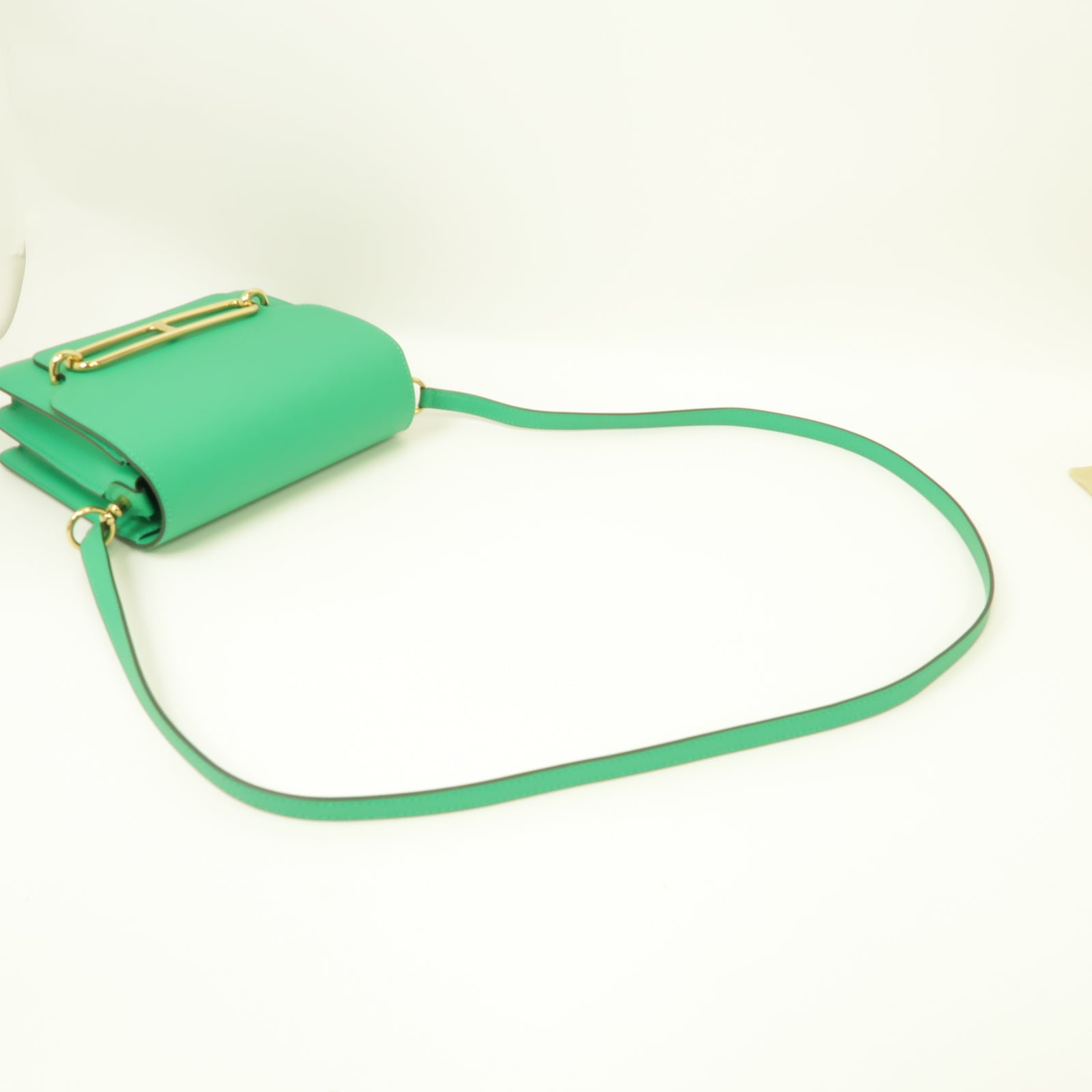 HERMES 【清倉大減價】Evercolor皮革Mini Roulis Shoulder Bag金扣肩背袋Menthe薄荷綠色