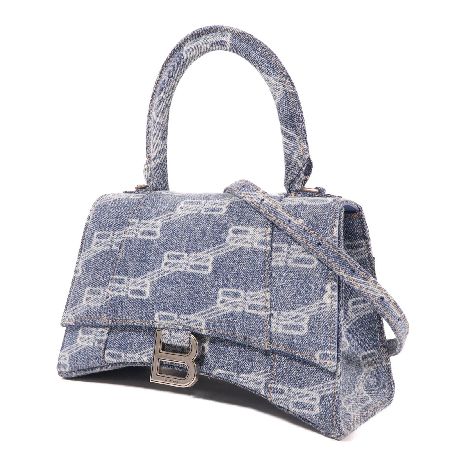 BALENCIAGA SHW Hourglass XS 2 Way Bag Denim Blue