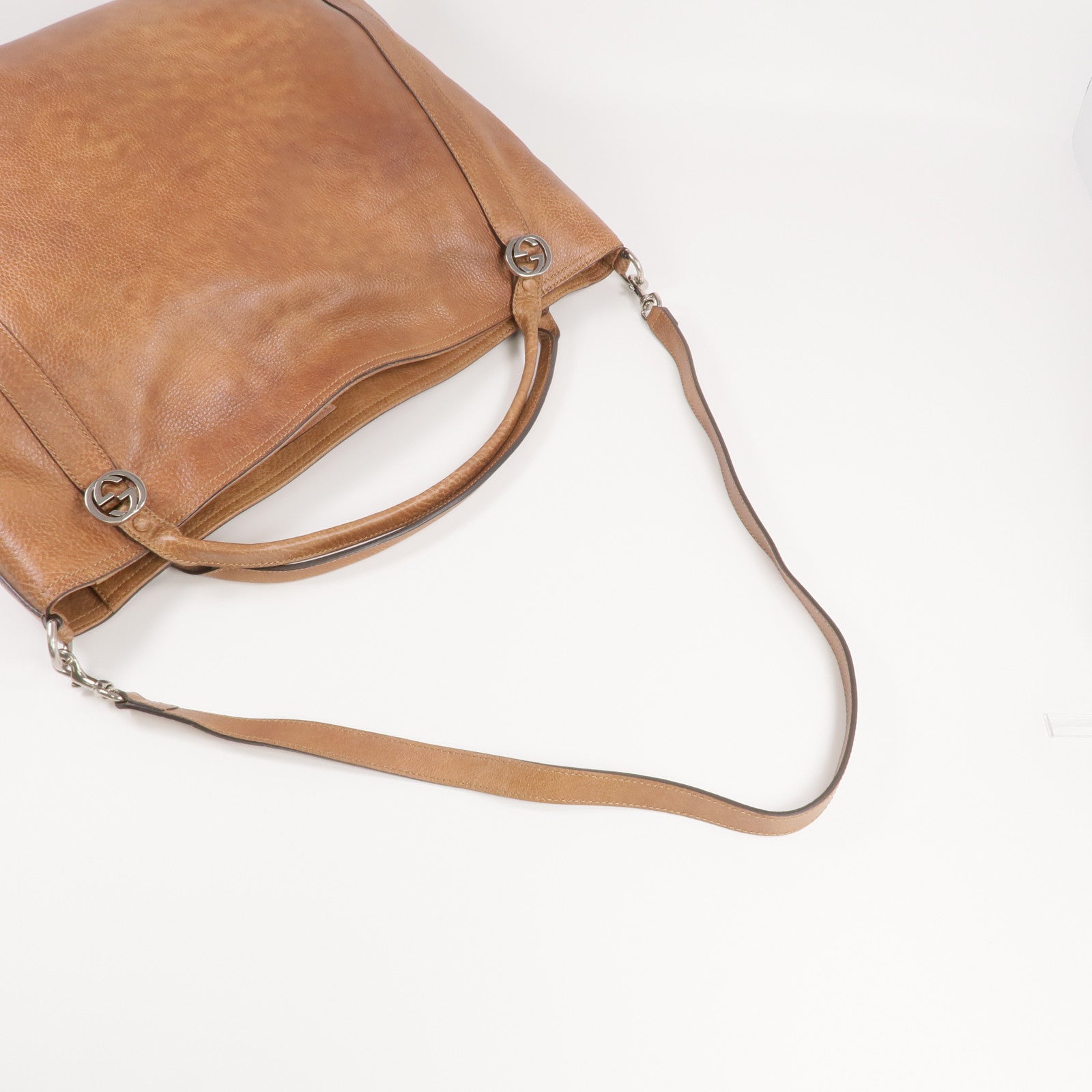 GUCCI 牛皮皮革2way Shoulder Bag銀扣手挽肩背兩用袋