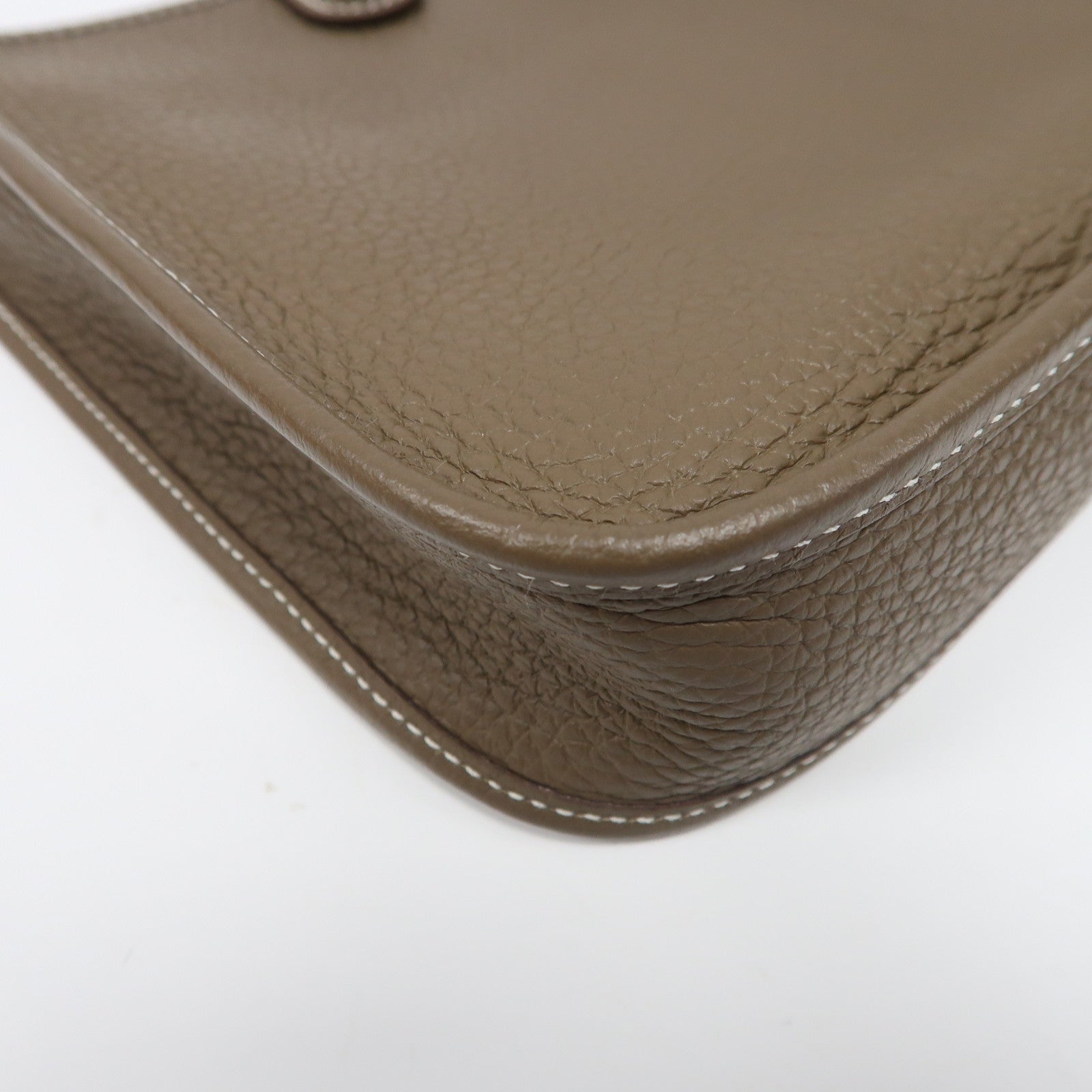 HERMES Clemence皮革Evelyne TPM金扣肩背袋大象灰色