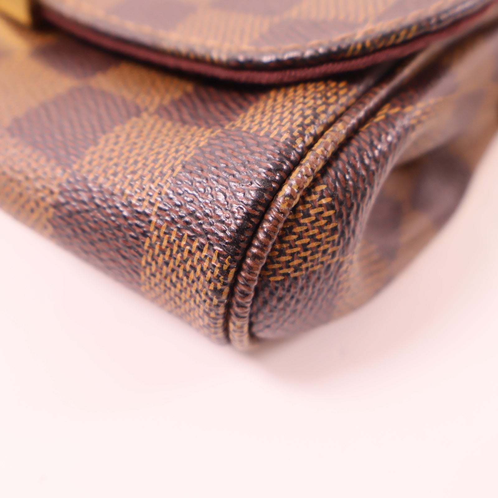 LOUIS VUITTON Damier Favorite MM金扣手挽肩背兩用袋棕色