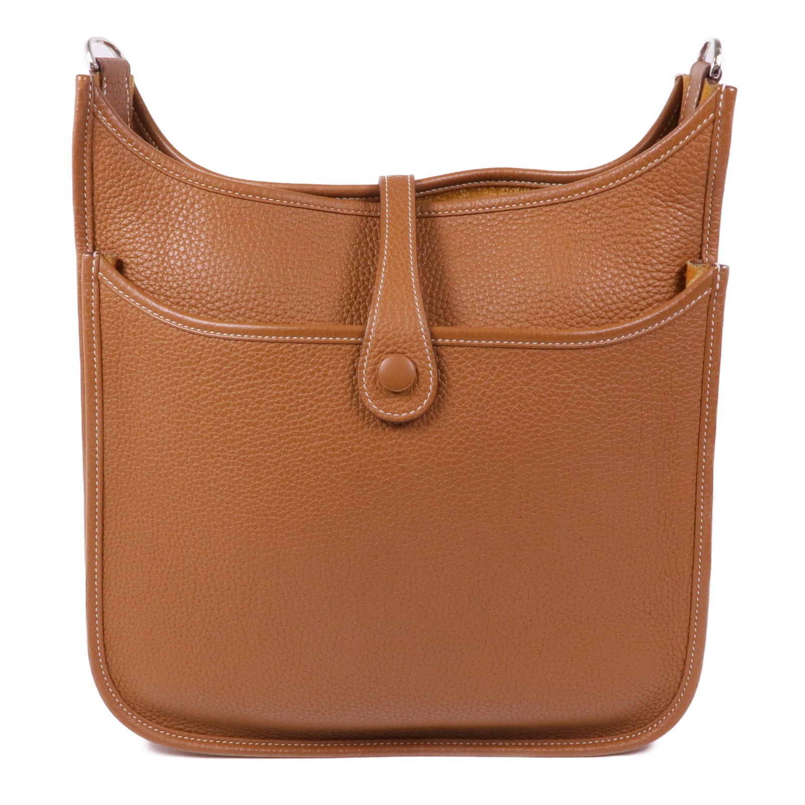 HERMES Clemence皮革Evelyne PM銀扣肩背袋37 Gold