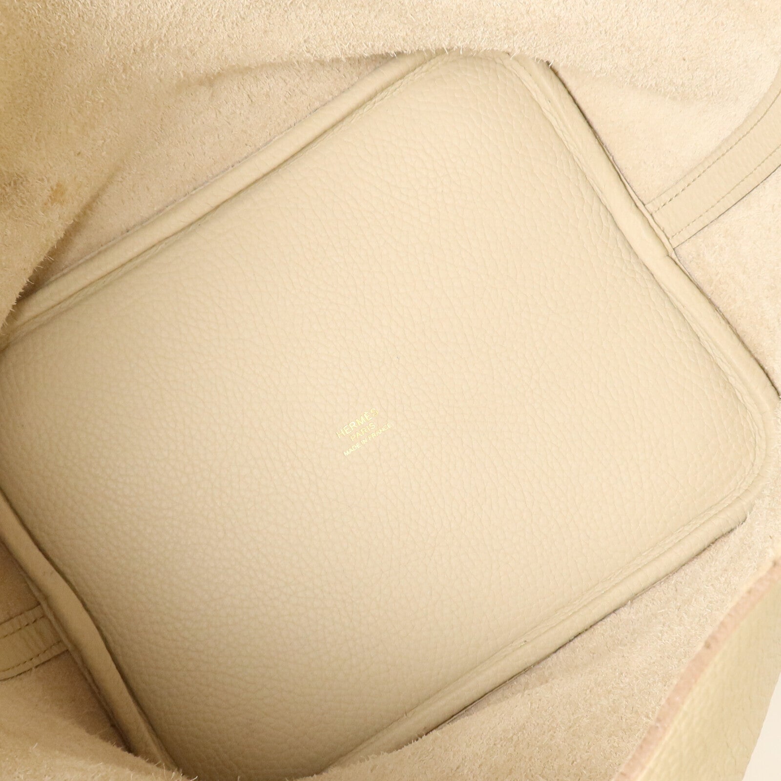 HERMES Clemence皮革Picotin MM金扣手挽袋Beton
