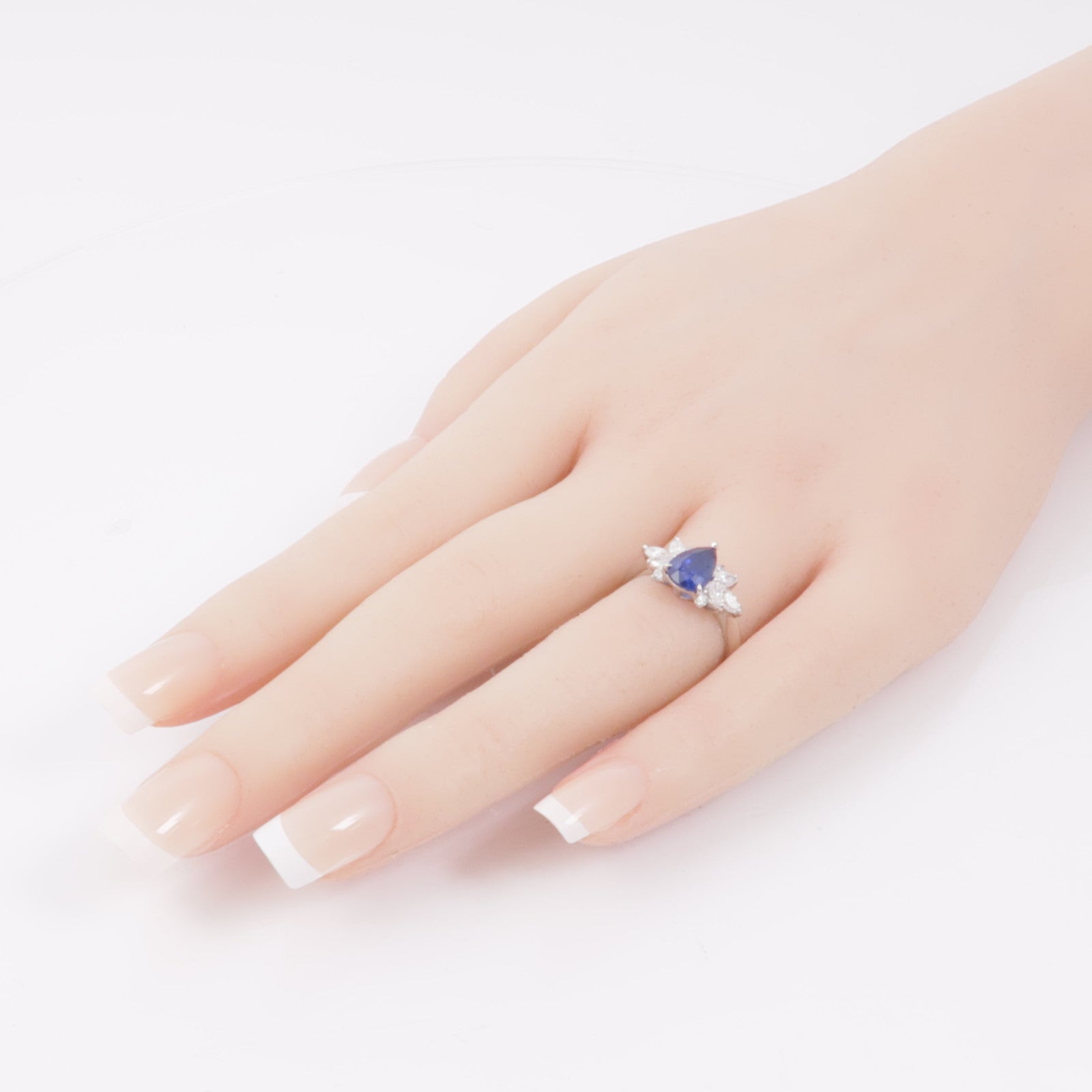 JEWELRY PT900鉑金Sapphire Diamond Ring鑽石/藍寶石戒指US#6