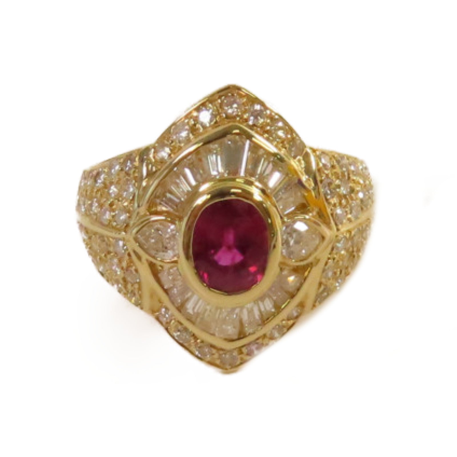 JEWELRY 【激減優惠】18K黃金/1.28ct紅寶石/1.51ct鑽石Ruby Ring戒指US#6.75