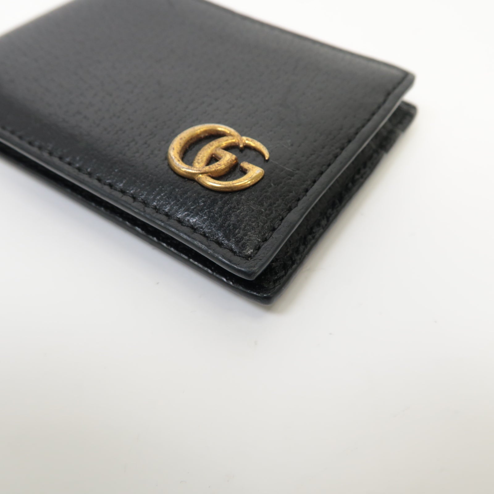 GUCCI 【激減優惠】牛皮皮革Wallet金扣錢包黒色
