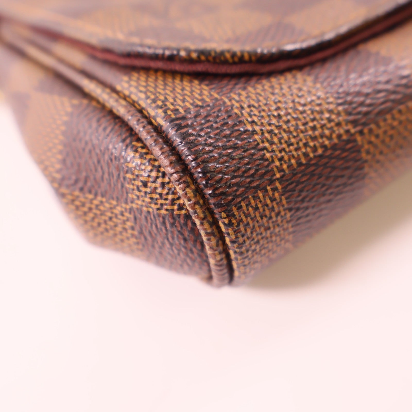 LOUIS VUITTON Damier Favorite MM金扣手挽肩背兩用袋棕色