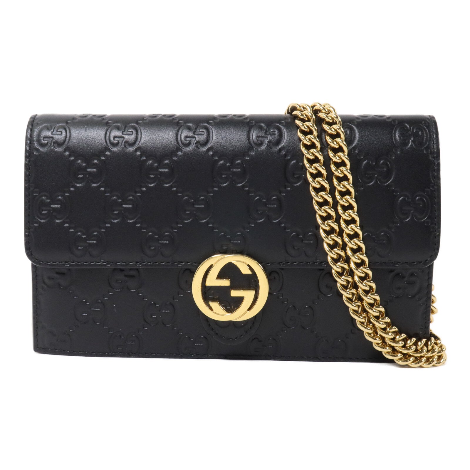 GUCCI 牛皮皮革Guccissima Chain Wallet鏈帶肩背袋
