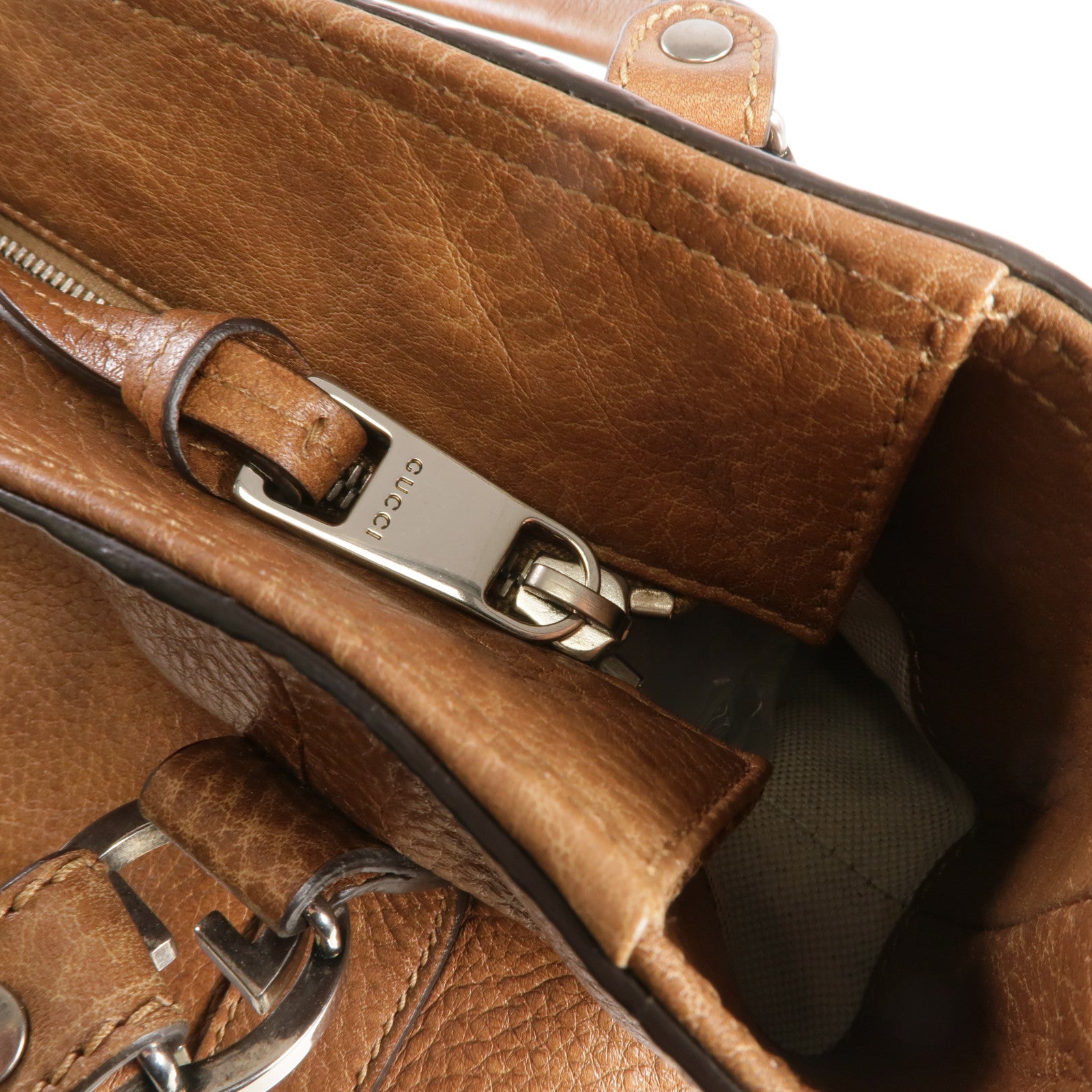 GUCCI 牛皮皮革2way Shoulder Bag銀扣手挽肩背兩用袋