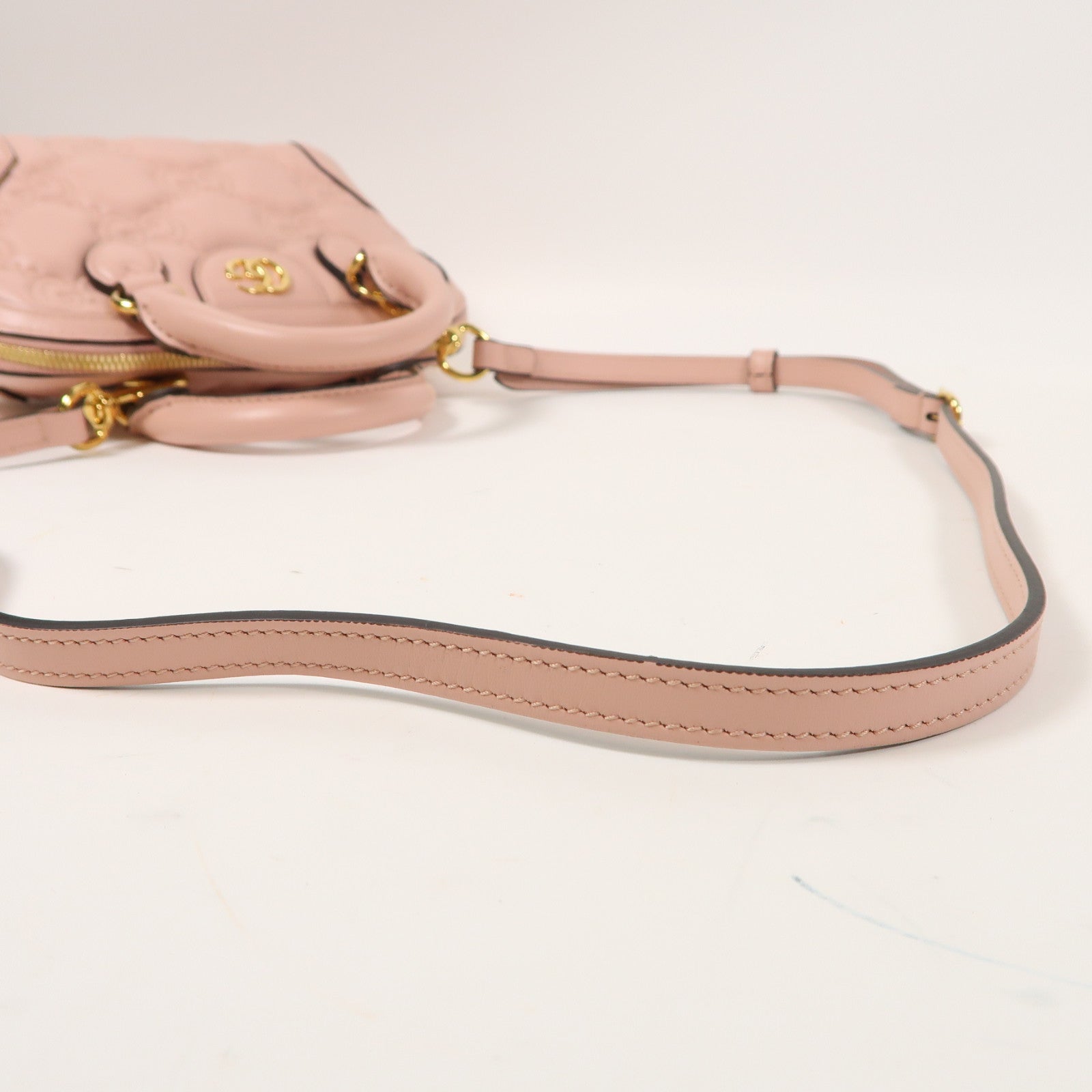 GUCCI 牛皮皮革Shoulder Bag金扣手挽肩背兩用袋粉紅色