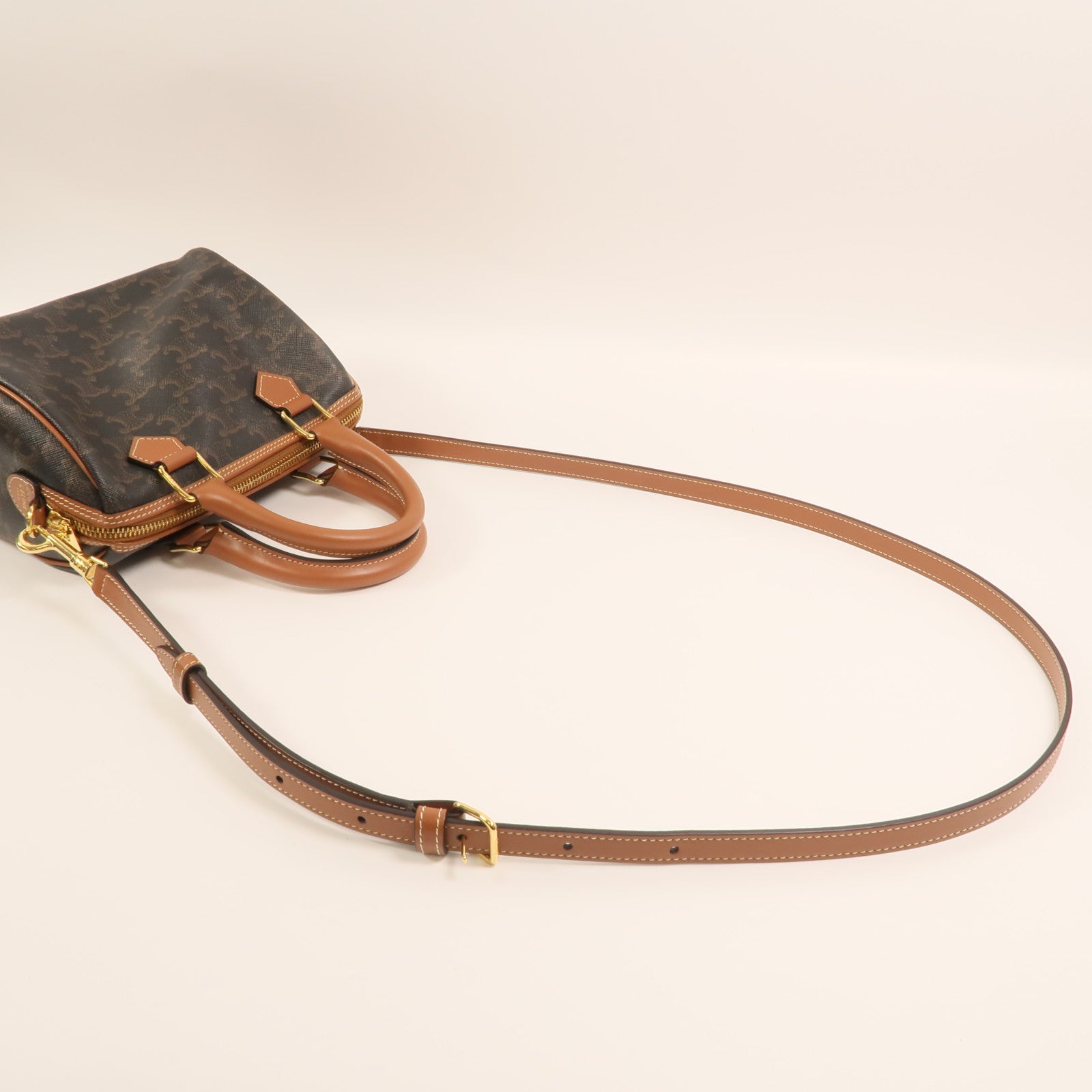 CELINE 塗層帆布Shoulder Bag金扣手挽肩背兩用袋
