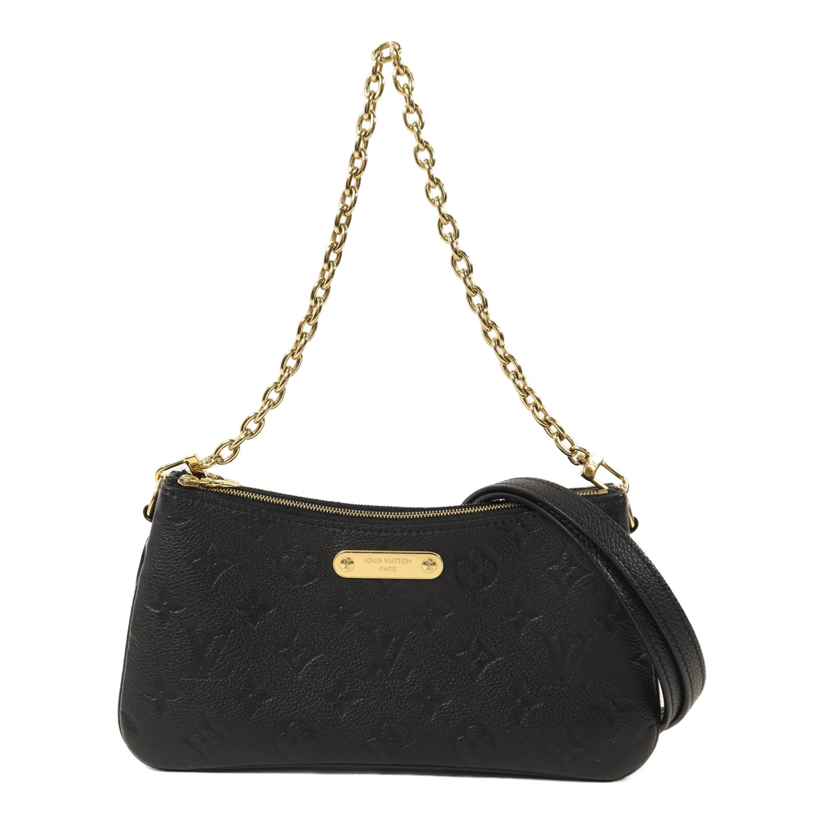 LOUIS VUITTON Monogram Empreinte Liv Pochette金扣鏈帶手挽肩背兩用袋