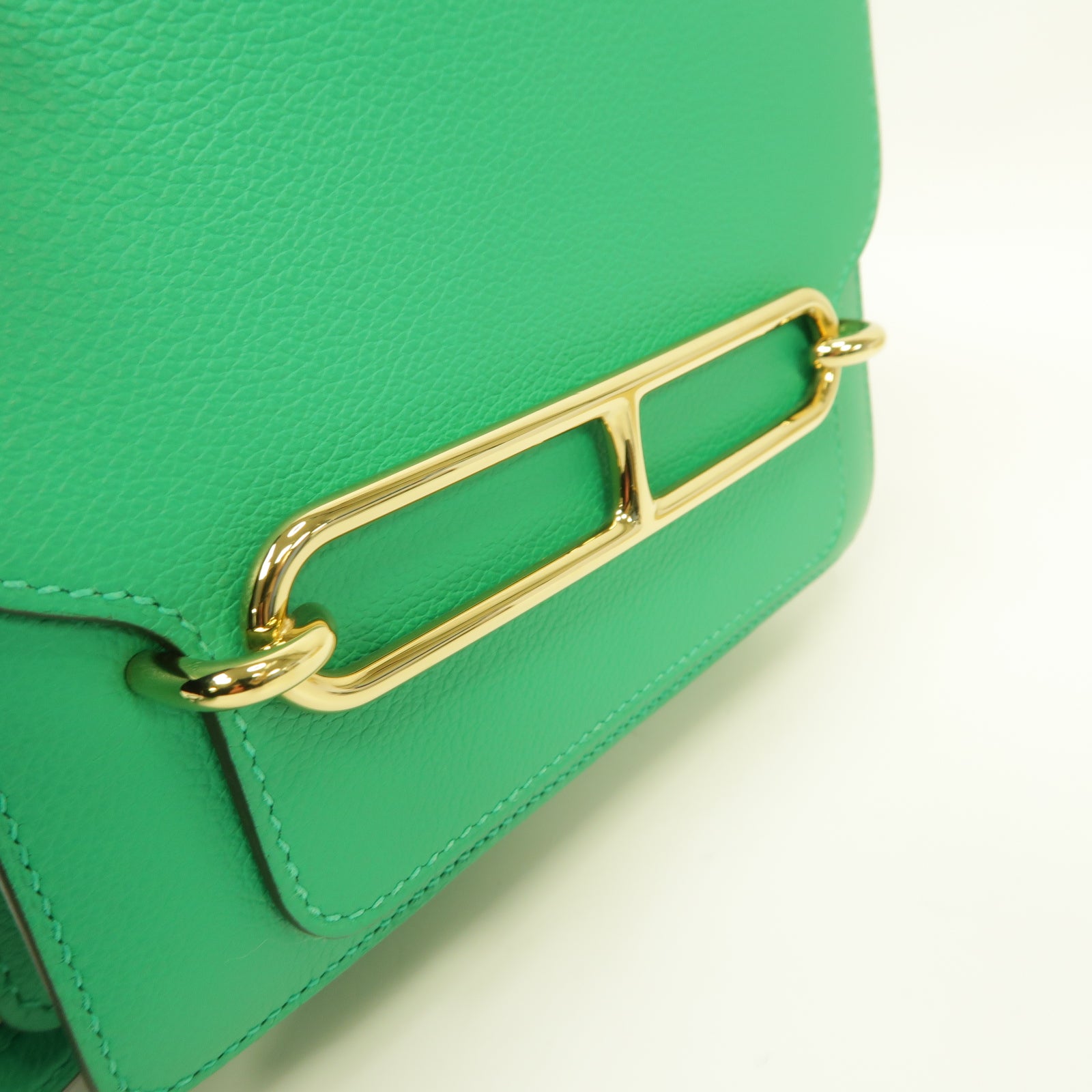 HERMES 【清倉大減價】Evercolor皮革Mini Roulis Shoulder Bag金扣肩背袋Menthe薄荷綠色
