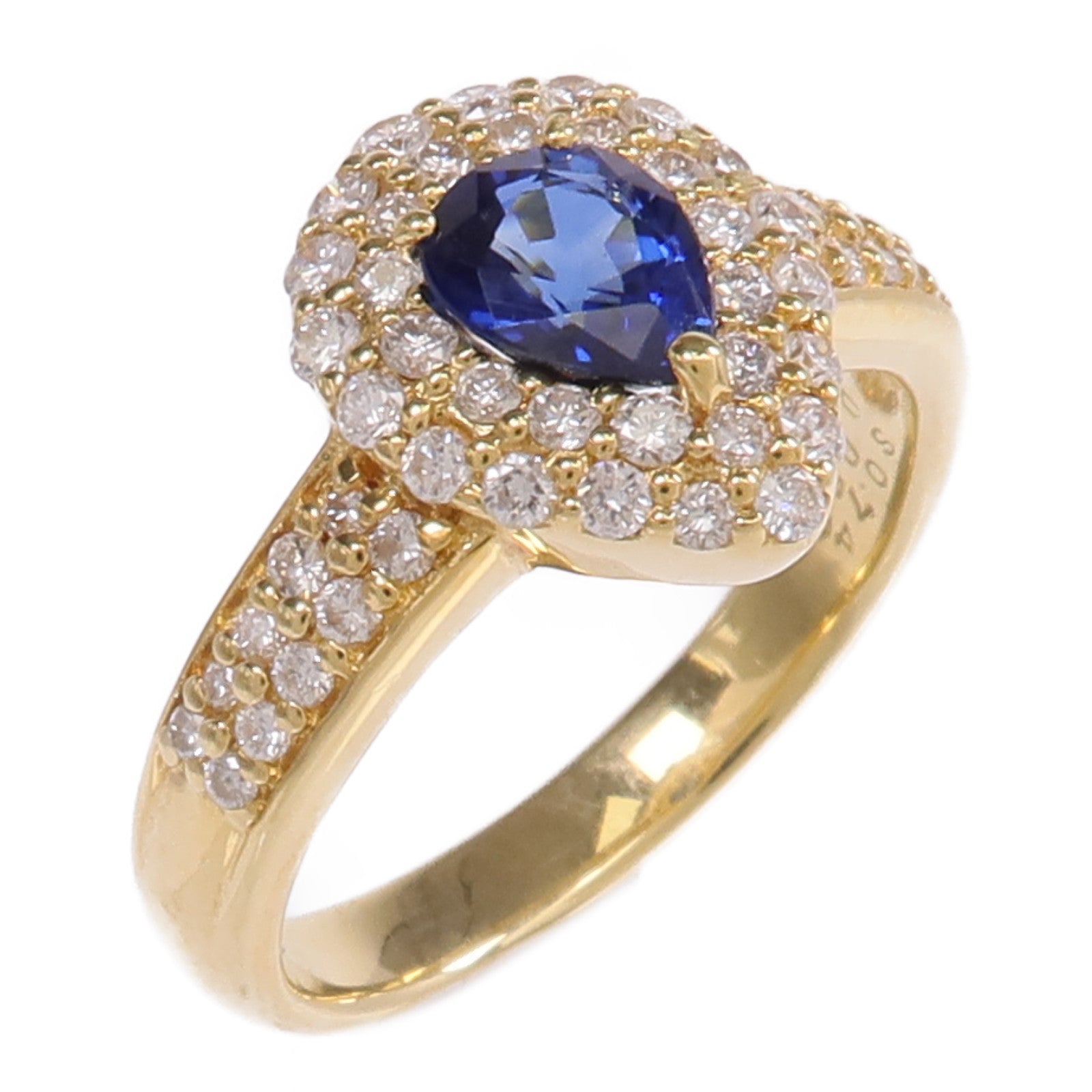 JEWELRY 【激減優惠】18K黃金Sapphire Diamond Ring藍寶石/鑽石戒指US#5.5
