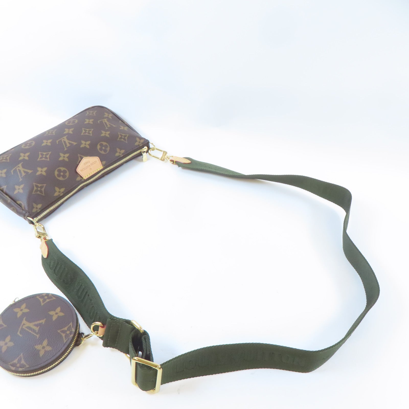 LOUIS VUITTON Monogram Multi Pochette Accessories金扣肩背袋啡色