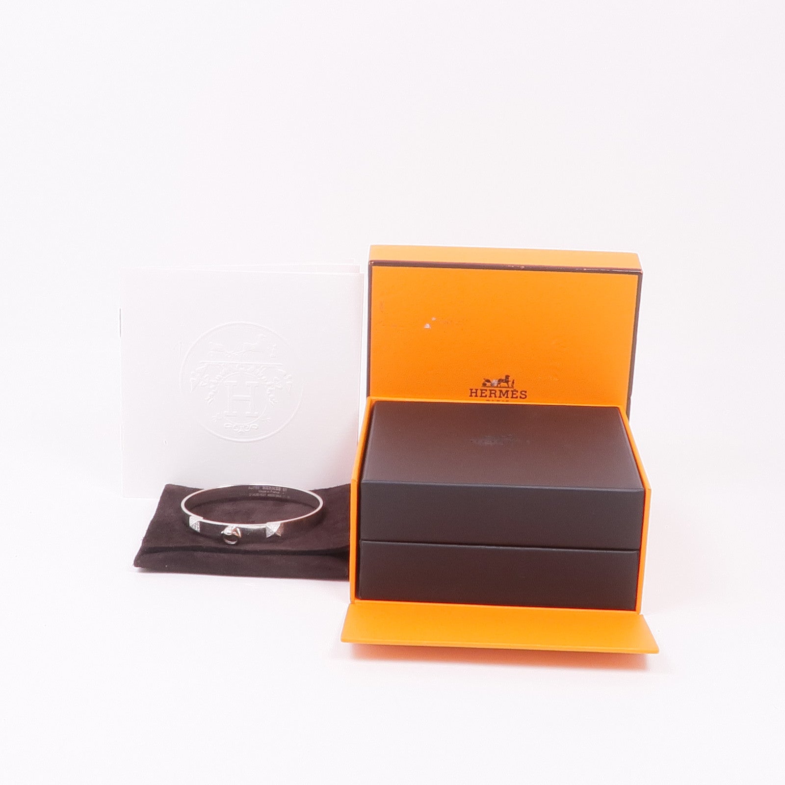 HERMES 18K白金Collier De Chien Bangle手鐲