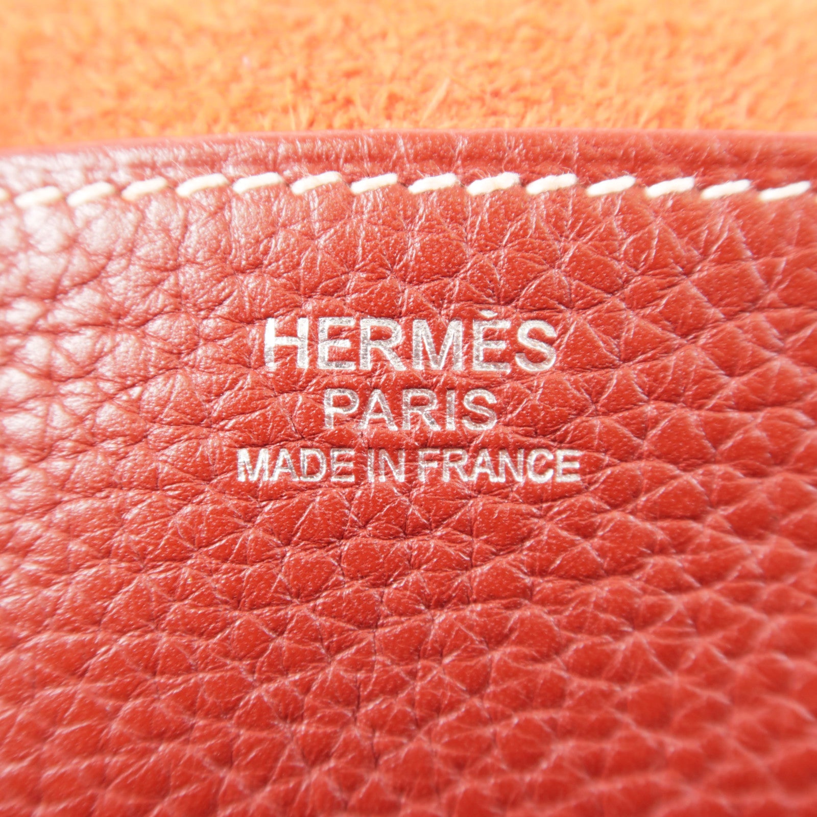 HERMES Clemence皮革Halzan 31銀扣手挽肩背兩用袋Rouge H紅色