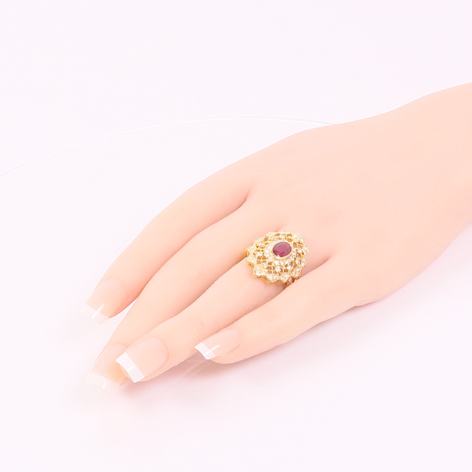 JEWELRY 18K黃金Ruby/Diamond Ring紅寶石/鑽石戒指US#8