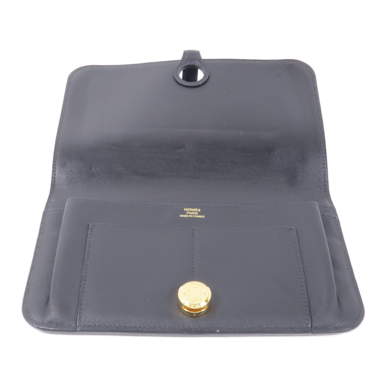 HERMES Swift皮革Dogon Long Wallet金扣長錢包Noir