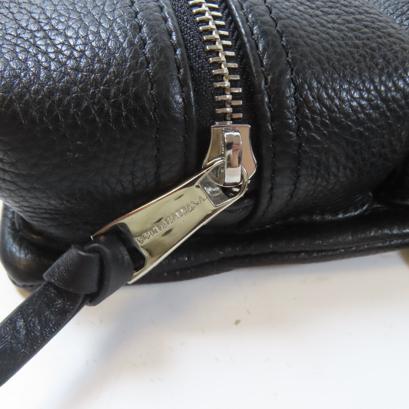 D&G 牛皮皮革Shoulder Bag銀扣肩背袋黑色