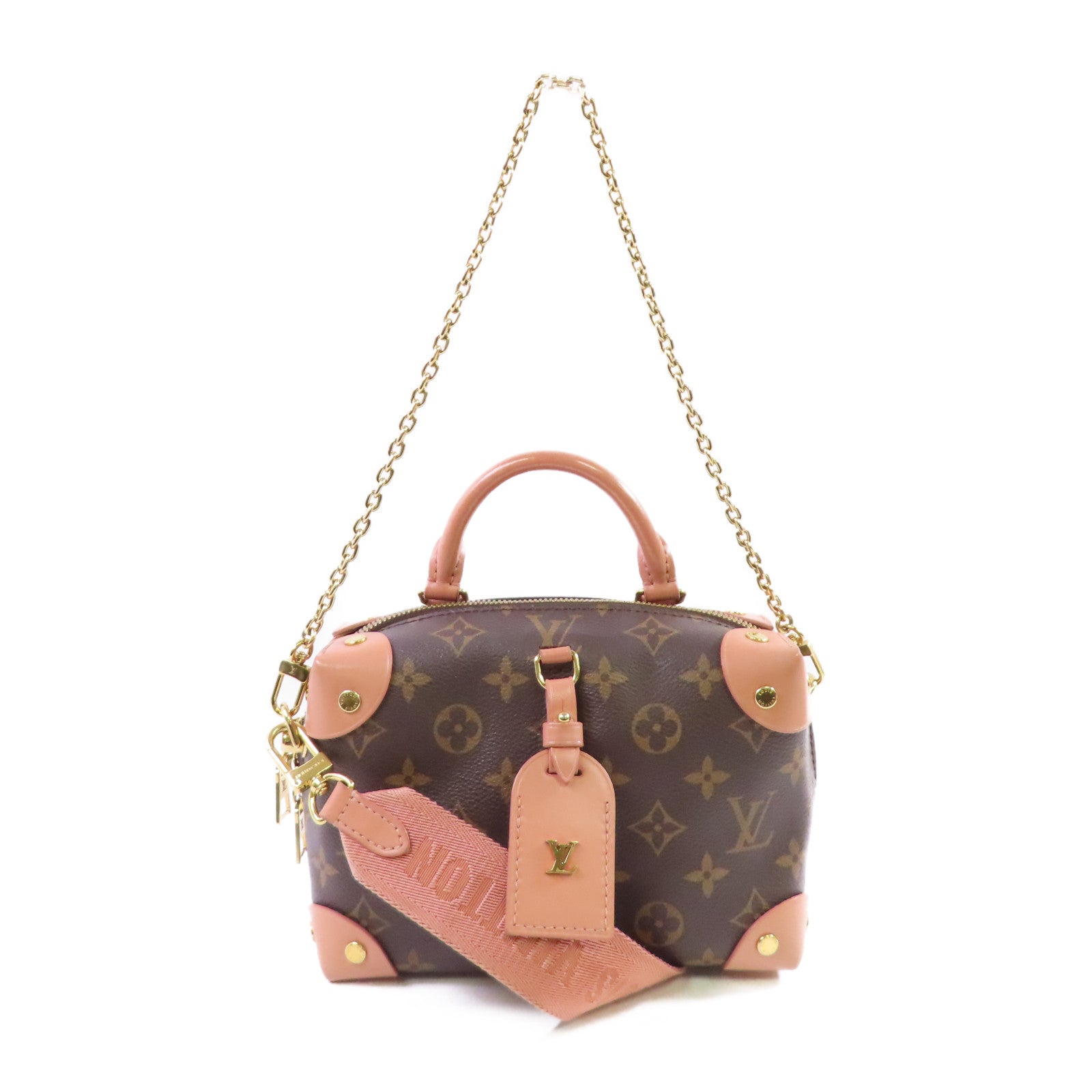 LOUIS VUITTON Monogram Petite Malle Souple 2Way Shoulder Bag金扣手挽肩帶兩用袋