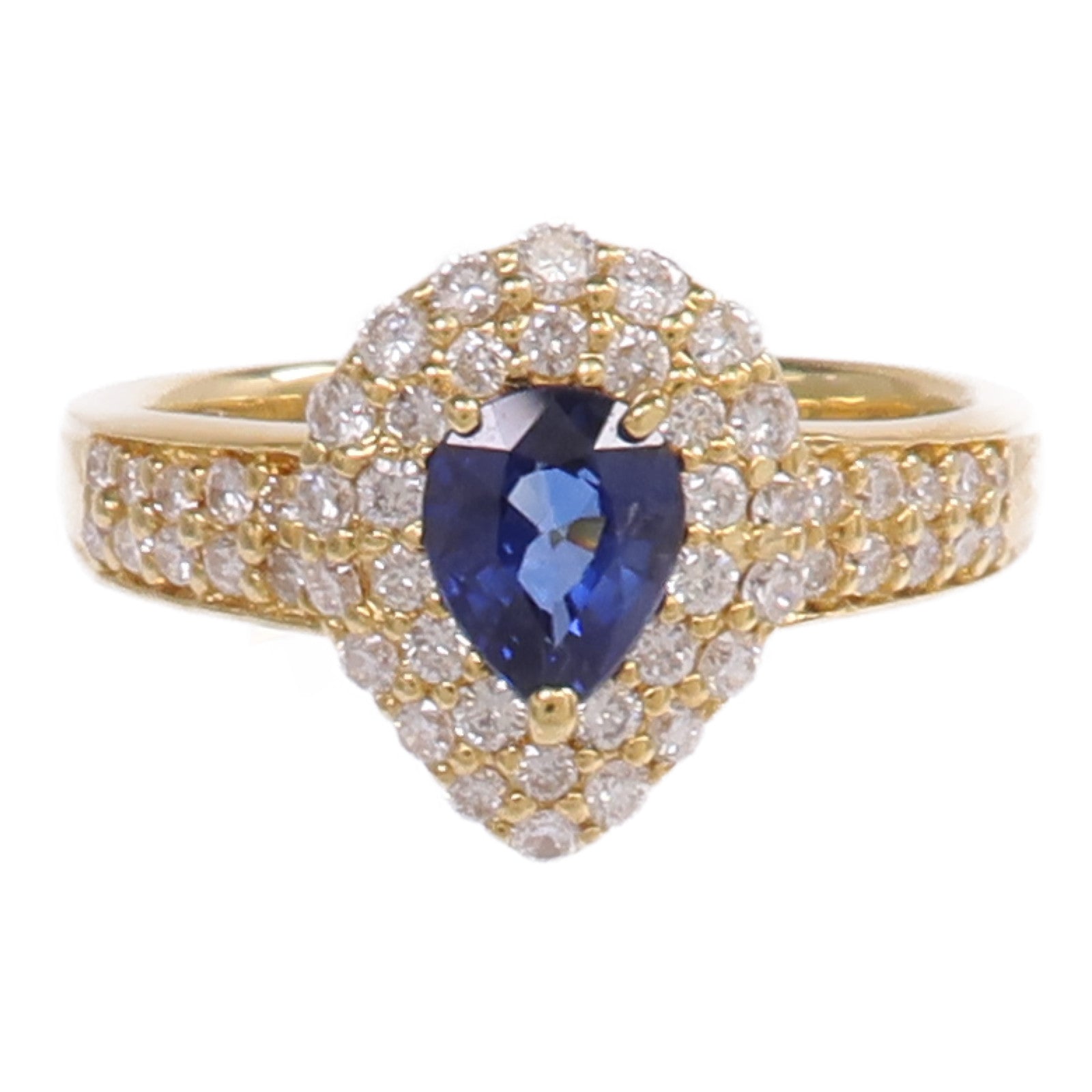 JEWELRY 【激減優惠】18K黃金Sapphire Diamond Ring藍寶石/鑽石戒指US#5.5